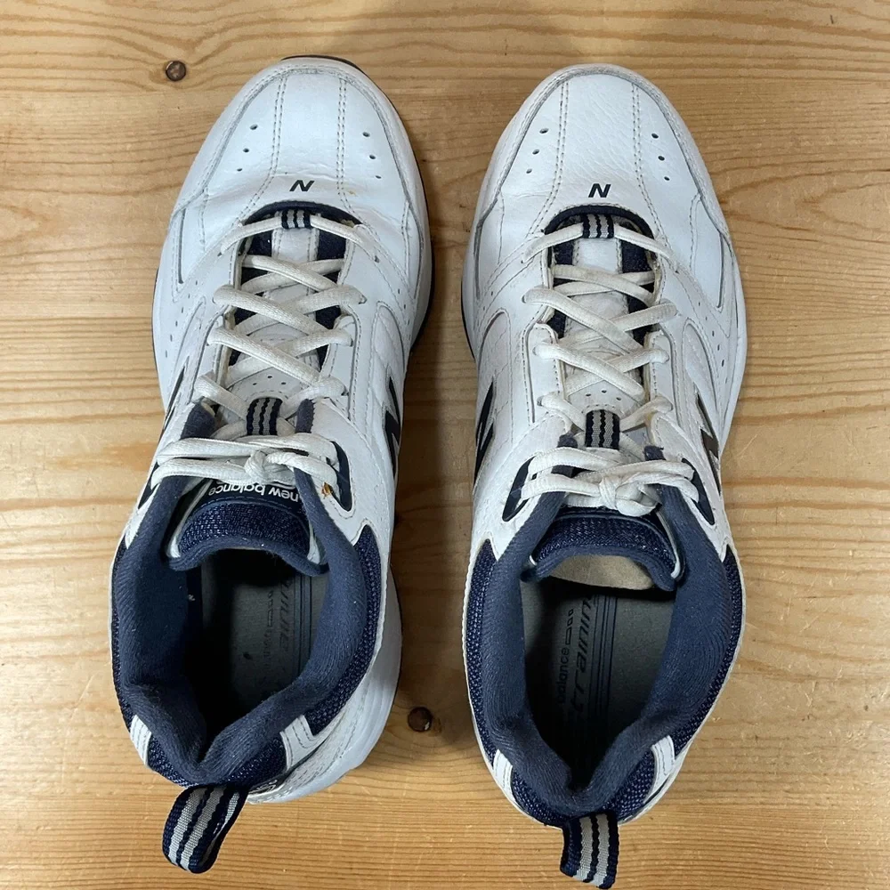 New Balance 608 v2 Training Shoes Men’s 8 4E X-WIDE White Navy Leather MX608V2W